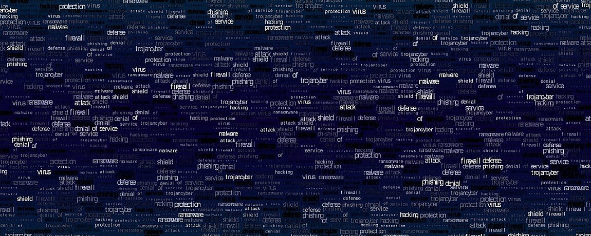 Word cloud with cyber security buzz words.