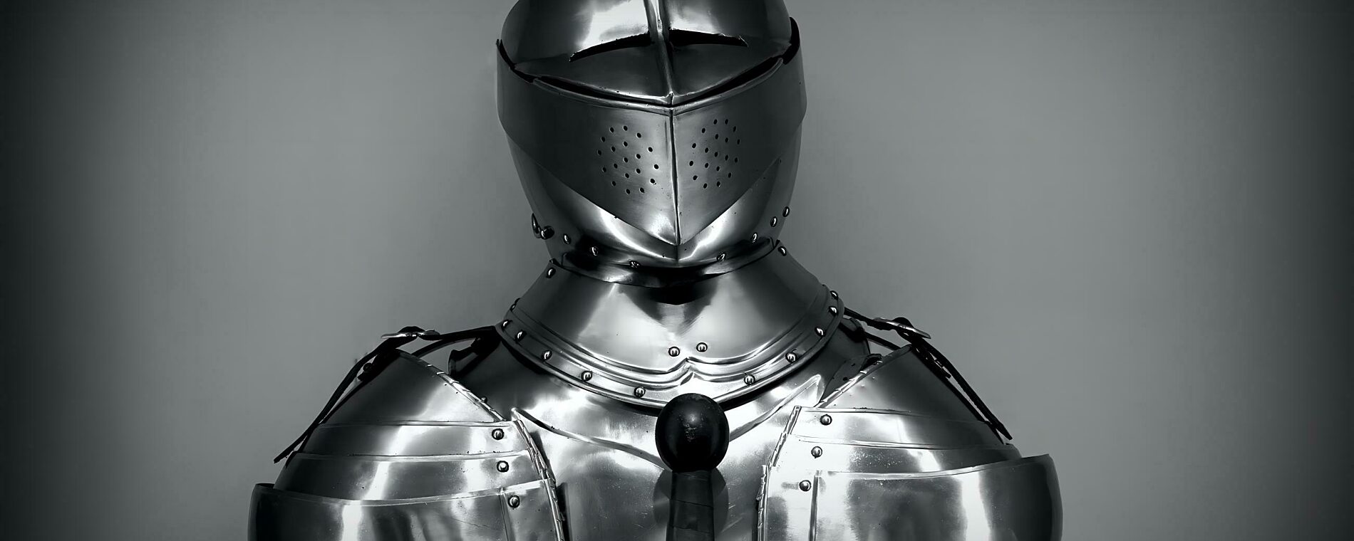 A suit of medieval armor.