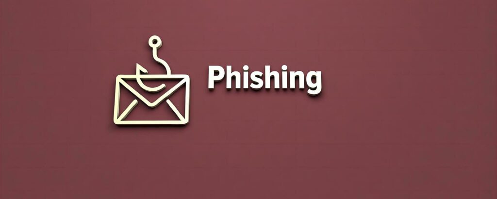 Hook through an email envelope. Phishing graphic.