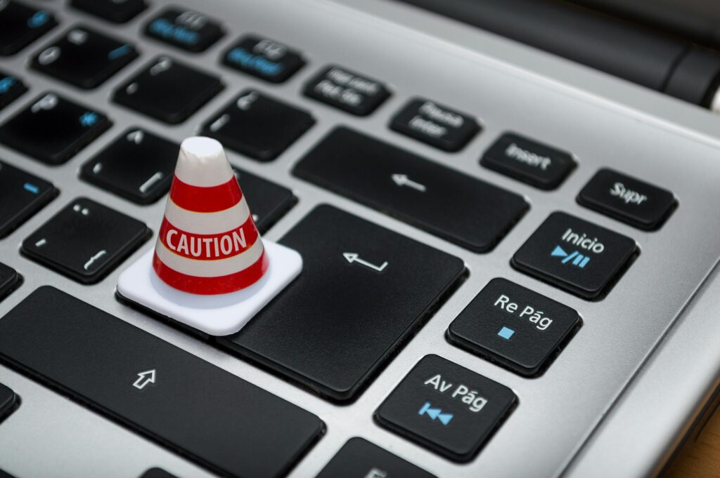 Small caution cone on keyboard